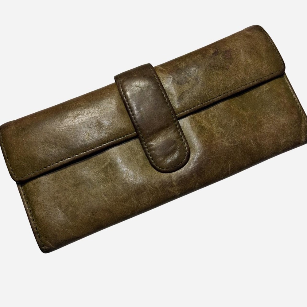 Womens HOBO leather wallet with yellow paisley pattern